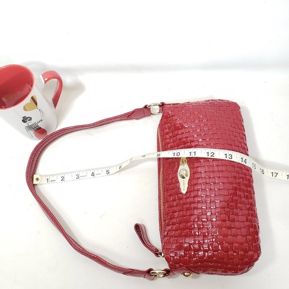 Elliott Lucca Red Patent Leather Woven Leather Bag - Picture 6 of 14